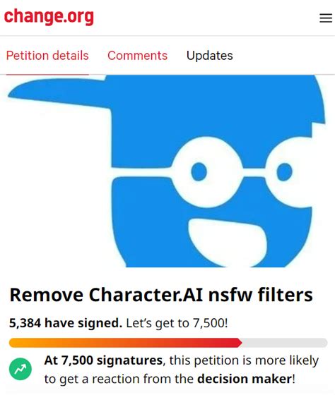 Character.AI petition to add NSFW toggle amasses。